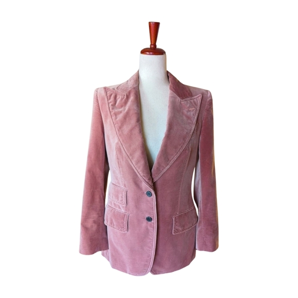 Tom Ford Women's Pink Velvet Peak Lapel Slim Fit Blazer Size IT42/US6 - Picture 1 of 15